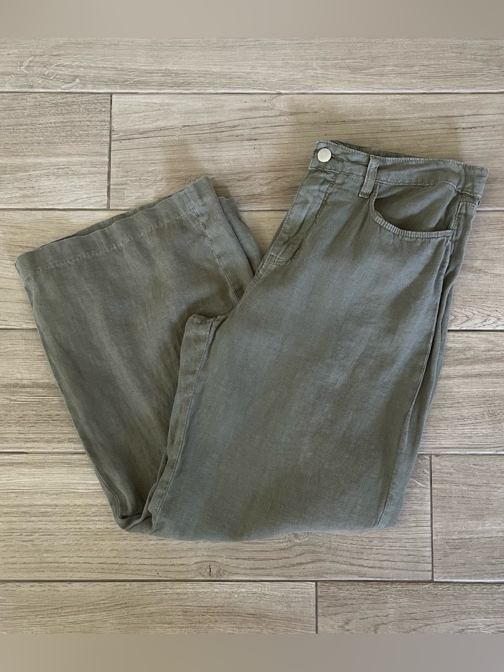 L'AGENCE Olive Green Linen Pants
